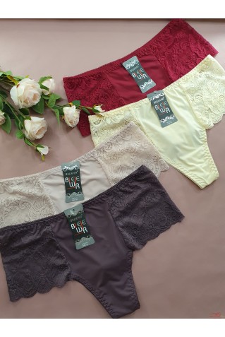 Високі стрінги з мікрофібри з мереживом Biweier 310